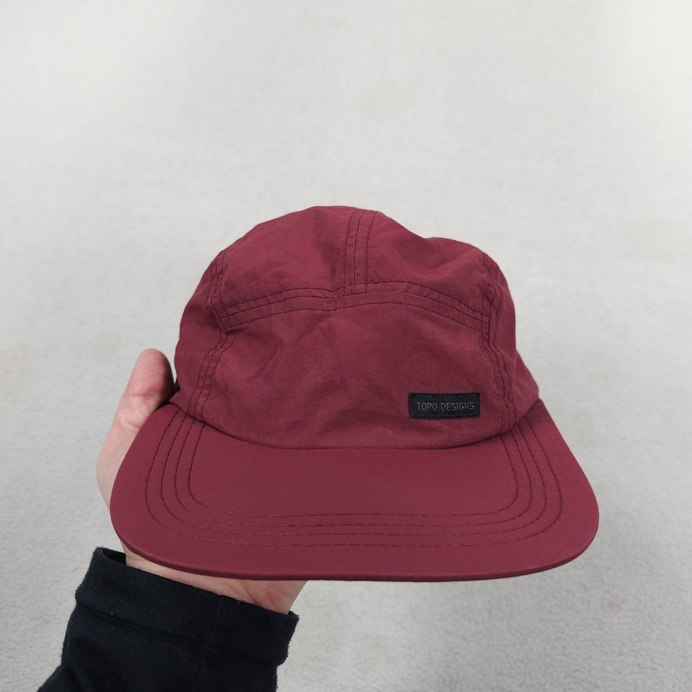 Topo Designs 5 Panel Running Hat Unisex Red Strap Back Lightweight Vented - Picture 3 of 9